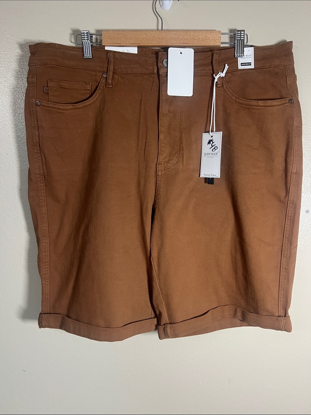 Judy Blue Rust High-Waist Roll-Cuff Shorts